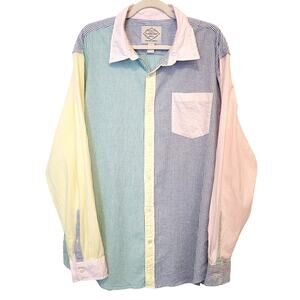 St. John’s Bay Men’s XXL Multicolor Stripe Oxford Shirt Long Sleeve Button Up